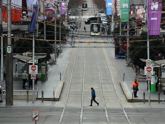 Melbourne’s CBD during strict stage 4 lockdown