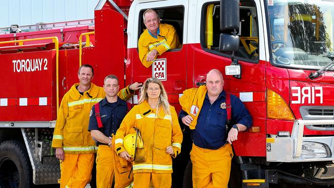 District 7 CFA firefighters who have returned from duty fighting the NSW fires. Picture: Ian Currie