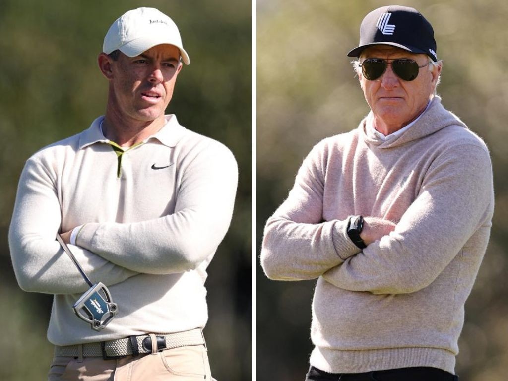 Rory McIlroy and Greg Norman have been at war in recent years. Photos: Getty Images