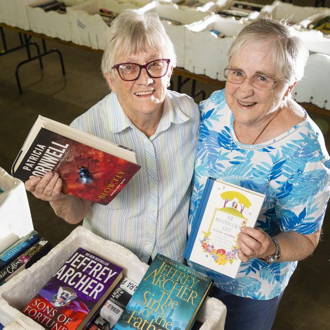 Liela Ford OAM, 90 (left) and Marion Dent, 84 have volunteered with Darling Down’s Lifeline for decades, and are always excited for the annual Chronicle Lifeline Bookfest. Picture: Kevin Farmer