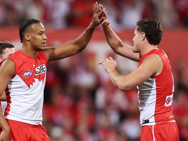 The Swans’ big forward dominated the game. Picture: Matt King/AFL Photos/Getty Images