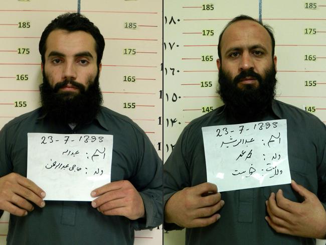 Anas Haqqani, left, brother to the Taliban's deputy leader and Hafiz Rashid, pictured with another commander of the of al-Qaeda linked Haqqani network. Picture: Afghan National Directorate of Security/AFP