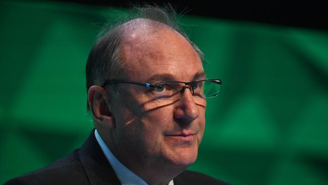 Telstra chairman John Mullen at Telstra's annual general meeting at the Melbourne Convention and Exhibition Centre on Tuesday. Picture: AAP