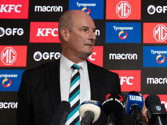 Port Adelaide Football Club Chairman David Koch has come under fire for defending Jeremy Finlayson’s slur. Picture: Naomi Jellicoe