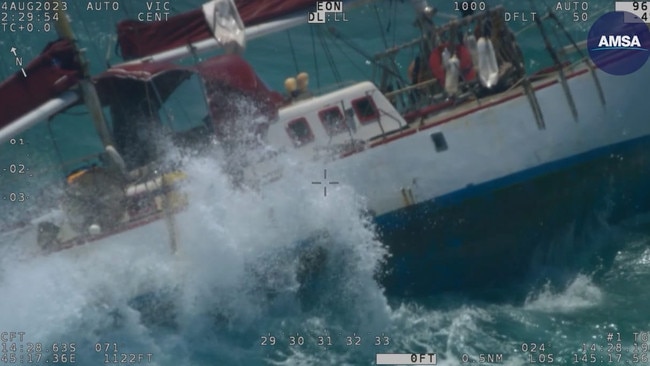 Matt Cornell's boat minutes away from capsizing. Picture: supplied