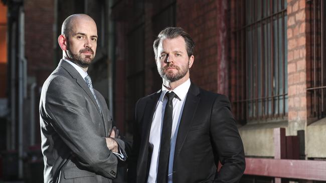 Detective Brevet Sergeant Stephen Hegarty and Federal Agent Jonathon Coats of the Joint Anti-Child Exploitation Team (JACET). Picture: Sarah Reed