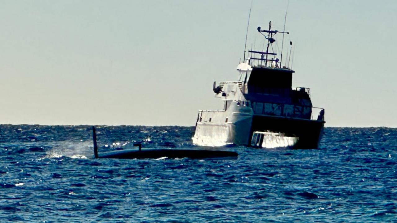 Police boat at Lady Elliot Island helping with search efforts.