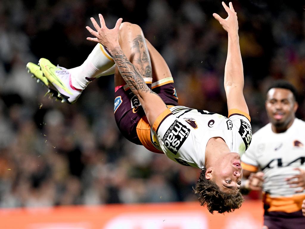 Reece Walsh has flipped his way to one of the game’s best players. Picture: Bradley Kanaris/Getty