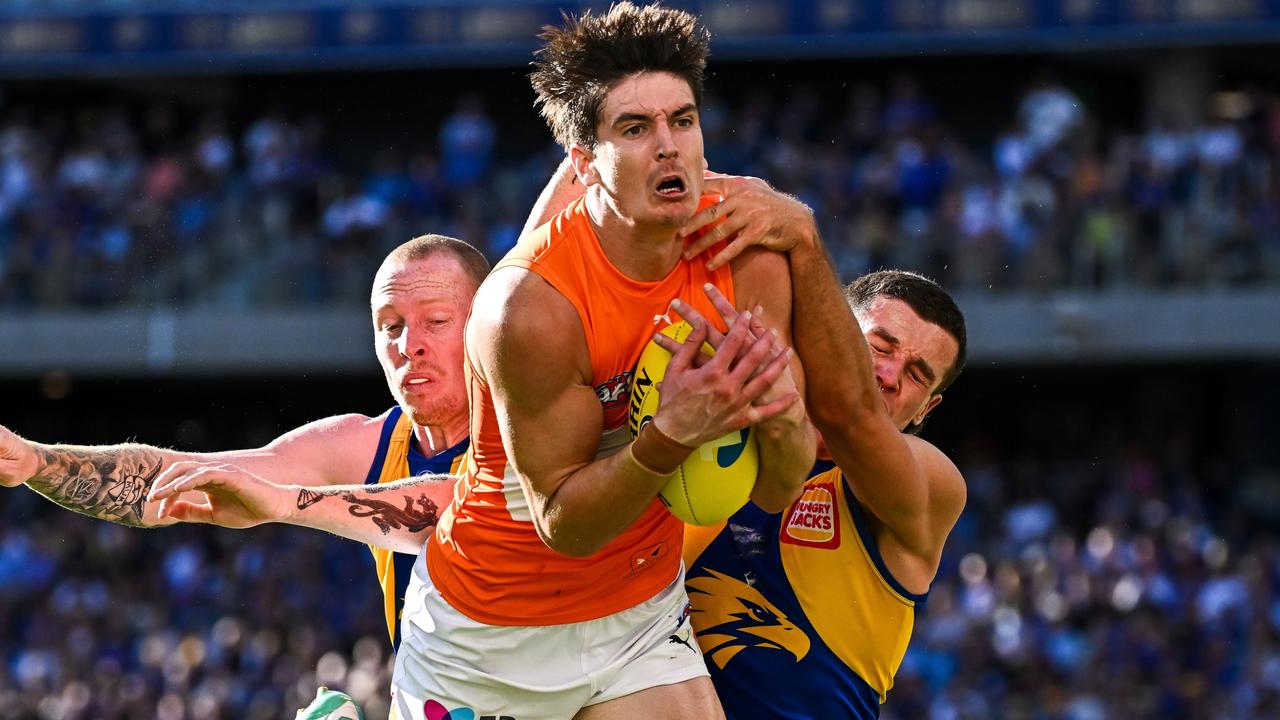 Sam Taylor of the Giants. Photo by Daniel Carson/AFL Photos via Getty Images