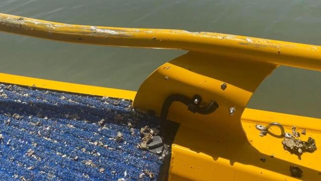 Damage to an SES boat sustained at Palm Cove jetty during a rescue on Thursday, October 12. Picture: Supplied