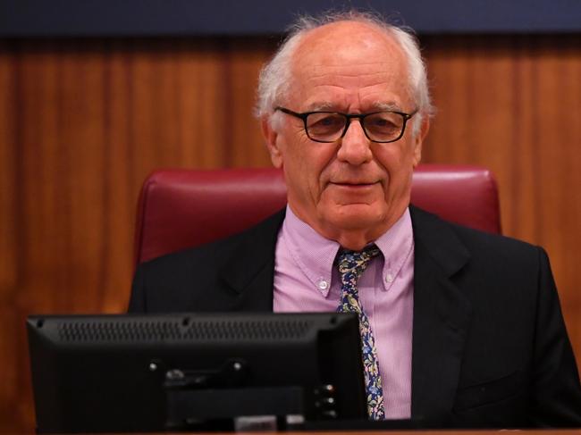 Commissioner Hon. Raymond Finkelstein AO QC at Victoria's royal commission into Crown Casino in Melbourne last year. Picture: AAP / James Ross