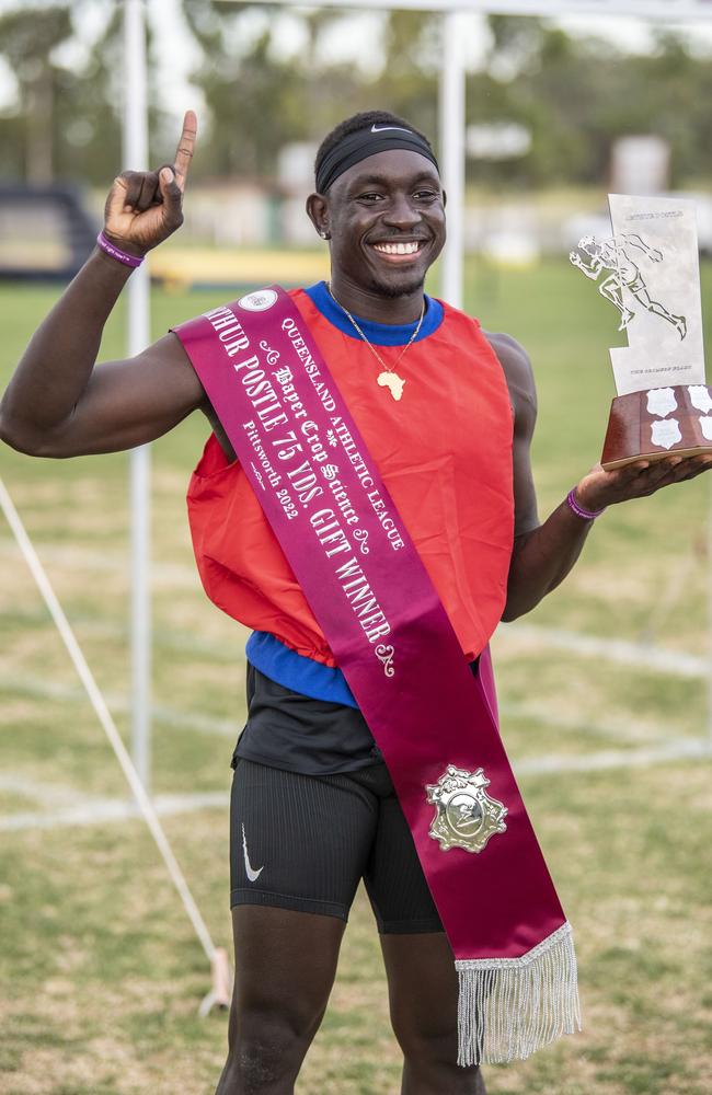 Anas Abu Ganaba wins the Arthur Postle Gift in Pittsworth. Saturday, December 10, 2022. Picture: Nev Madsen.