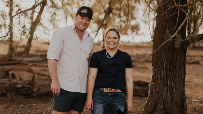 Emma Ayliffe and her partner, Craig, on their 750-hectare farm near Lake Cargelligo where the couple grow mainly wheat and run first cross ewes.