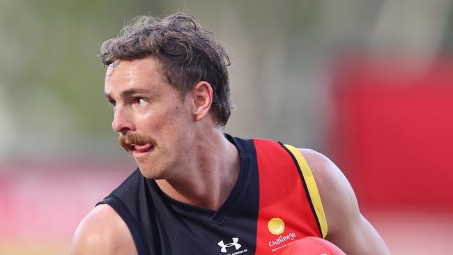 AFL Round 18. 19/09/2020.  Essendon vs Melbourne at Metricon Stadium, Gold Coast.  Joe Daniher of the Bombers q4   . Pic: Michael Klein