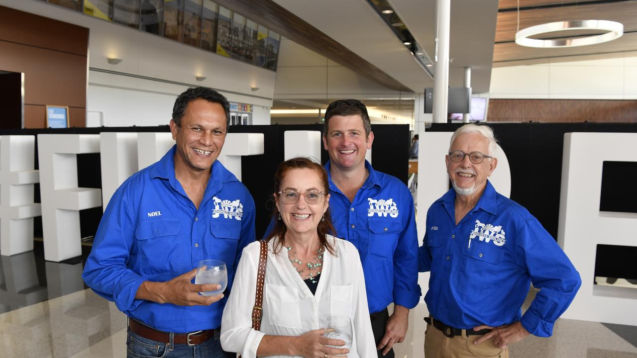 At the Future Toowoomba lunch are (from left) Noel Herbert, Katie Eastaugh, Nick Geraghty and Peter Eldridge at Wellcamp Airport, Friday, December 3, 2021. Picture: Kevin Farmer