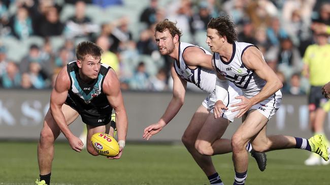 Ollie Wines will “100 per cent” be at Port Adelaide next season, according to his manager. Picture: Sarah Reed