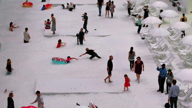 People play at The Cutaway in Barangaroo, as part of the Sydney Festival. Pic Jenny Evans