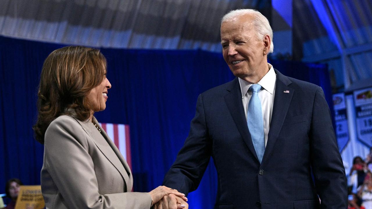 US President Joe Biden will give a speech to endorse Ms Haris, at the convention where he was supposed to become the nominee. (Photo by Brendan SMIALOWSKI / AFP)