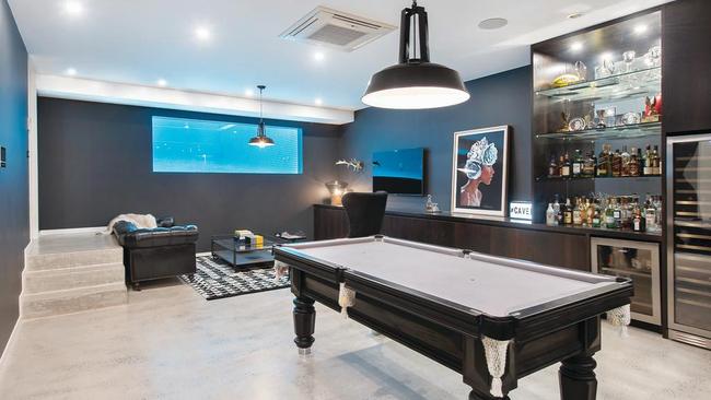 The top-notch man cave is a highlight.