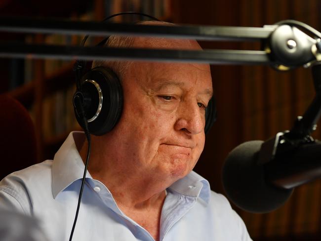 Broadcaster Alan Jones during his final breakfast show for 2GB from his home at Fitzroy Falls in the Southern Highlands, Friday, May 29, 2020. Picture: AAP