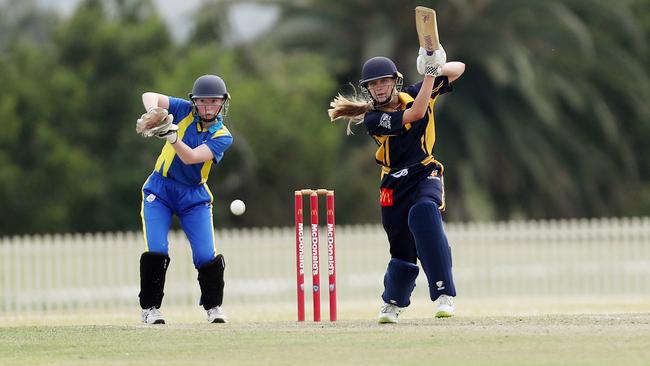 Ava Drury drives the ball. Picture: Sue Graham