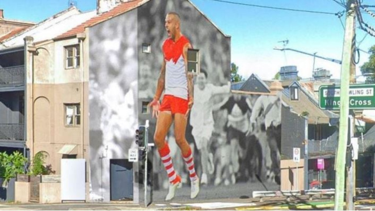 An image of the proposed Buddy Franklin mural in Surry Hills, Sydney.