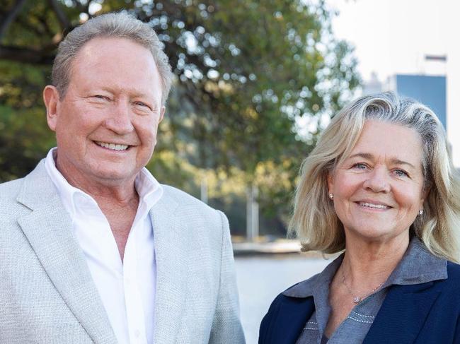 Andrew 'Twiggy' Forrest and Nicola Forrest from late June supplied by their office.