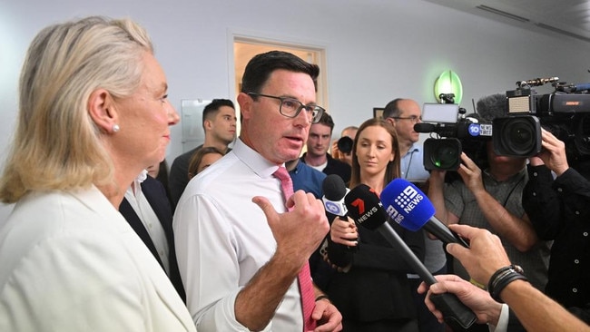 Nationals leader David Littleproud speaks to journalists in the press gallery at Parliament House on Thursday. Picture: AAP