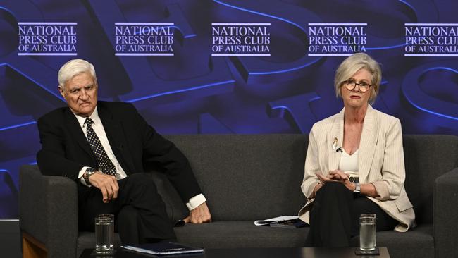 Kennedy MP Bob Katter and Indi MP Helen Haines address the Rural and National Press Clubs of Australia at the National Press Club in Canberra. Picture: NewsWire / Martin Ollman