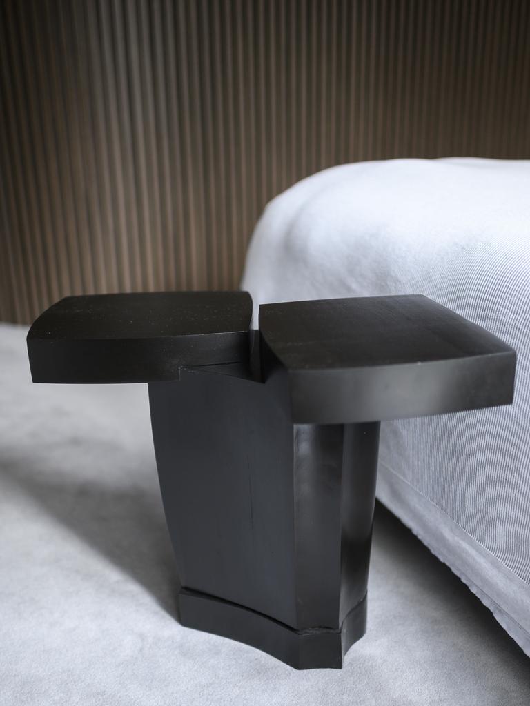 Bedside table, custom design by Nina Maya Interiors.