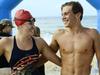 Samantha Watts was first women ashore while Tom Montgomery first man ashore in the 2km race. Tom was first ashore and won his division in both the 1km and 2km races. The Bondi Bluewater challenge Ocean swiming race. Picture: John Appleyard