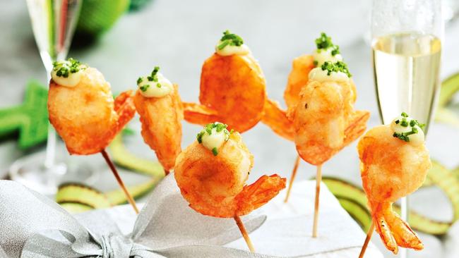 Try these moreish tempura prawn skewers the next time you host a party.