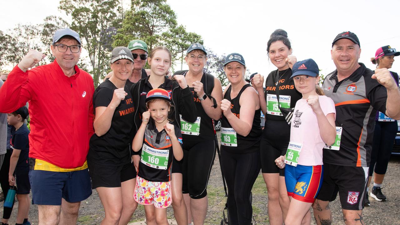 TRC Mayor, Cr Geoff McDonald (left) with the team of AFC Warriors.The Base Services, Hike for Homeless held at Jubilee Park. October 19th, 2024