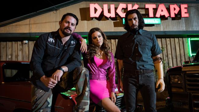 Channing Tatum, Riley Keough and Adam Driver in Logan Lucky. Picture: Roadshow Films