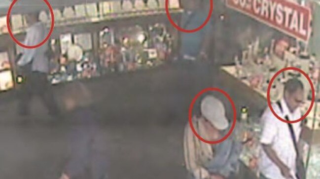 Suspects highlighted from security footage of the Thomas Jewellers theft in Geelong in 2009.