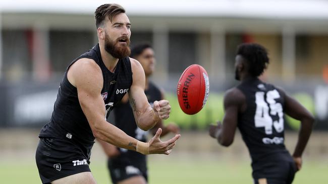 Charlie Dixon trained with the Power on Saturday and is set to be available to play Gold Coast in Round 1. Picture: Sarah Reed