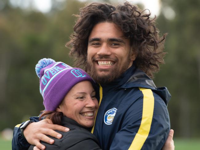 Eels forward Isaiah Papali'i  reunited with his mum, Lorina PapaliÃi for the first time in over a year at Kellyville Park on Thursday, 24 June 2021. Picture / Monique Harmer