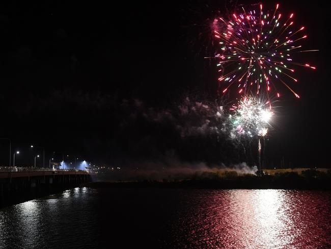 Fireworks on the Pioneer River to celebrate New Year's Eve and welcome in 2020 in Mackay. Picture: Tony Martin