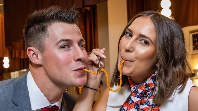 EMBARGO - SUNDAY MAIL - 7/8/22 -  Fugazzi Bar & Dining Room owners Max and Laura Sharrad, on August 3rd, 2022, in Adelaide.Picture: Tom Huntley