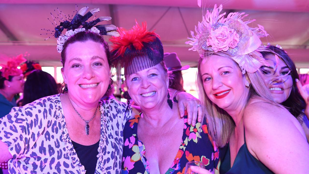 Stephanie, Jude and Sally on the dance floor at Darwin Ladies Day. Picture: (A)manda Parkinson