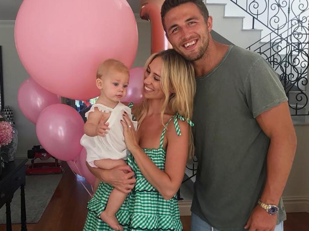 Phoebe Burgess with Sam Burgess and baby Poppy Burgess. Source: Instagram @mrsphoebeburgess