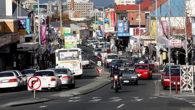 North Hobart shopping and cafe strip in Elizabeth Street.