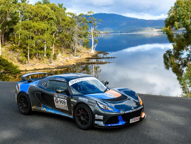 Winners Paul Stokell and Kate Catford near Cygnet on the final day.  Targa 2019.  Picture: SCOTT GELSFORD/TARGA TASMANIA