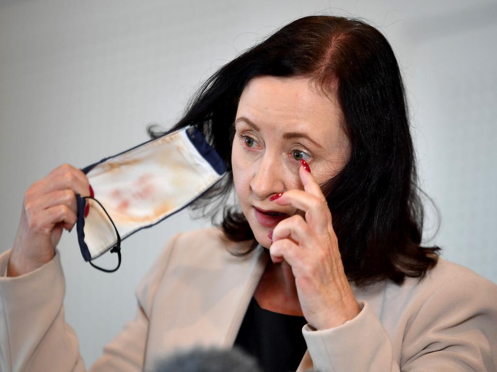 Health minister Yvette D'Ath at a Covid update at 1 William Street, Brisbane. Picture: John Gass