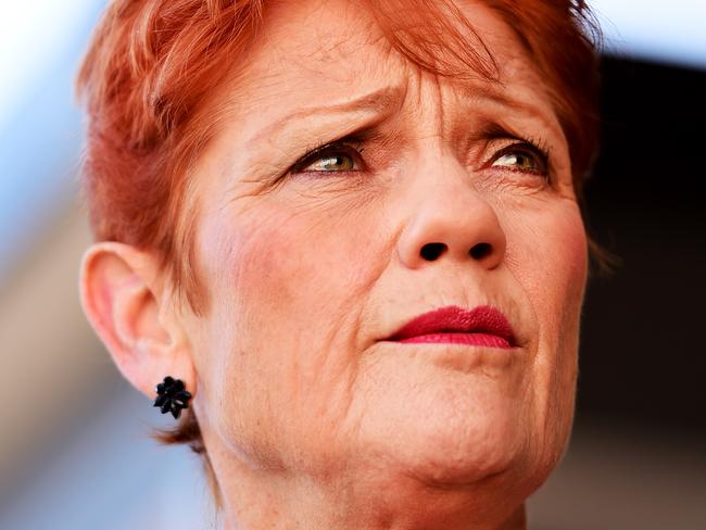 Pauline Hanson in Townsville to endorse her One Nation Candidate for Thuringowa, Troy Thompson. Picture: Alix Sweeney