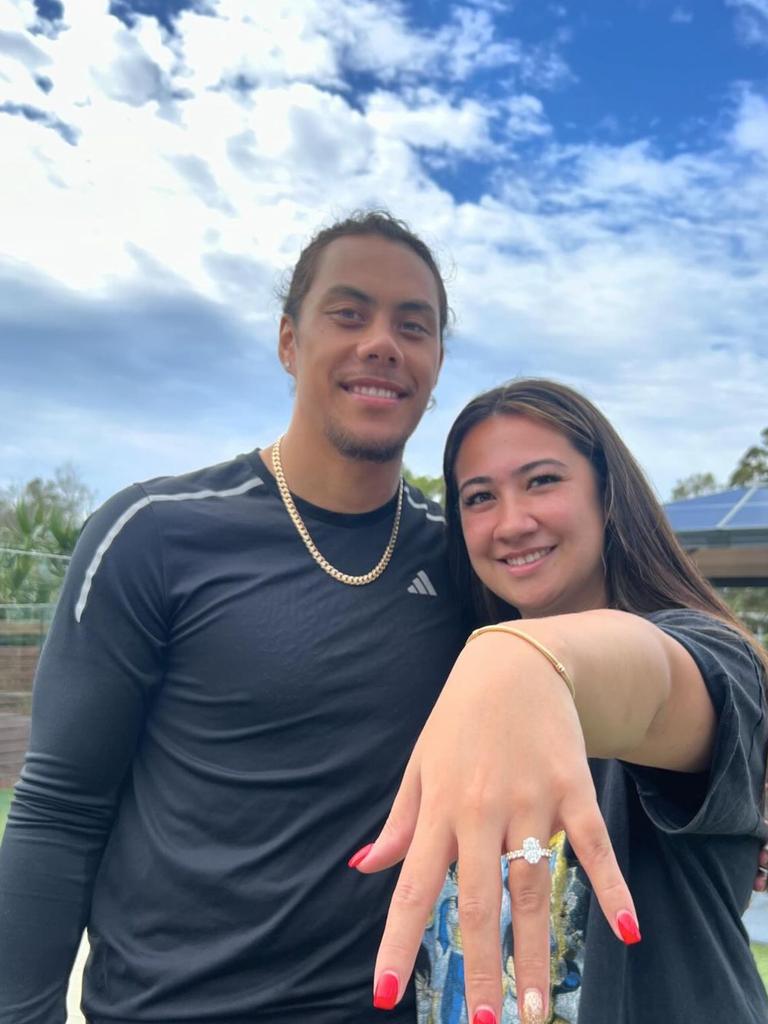 Jarome Luai announces his engagement to long-time partner Bailey Paris Toleafoa. Picture: Instagram/Jarome Luai