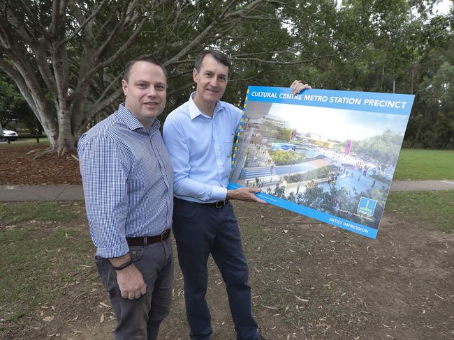 Brisbane City Council Deputy Mayor Adrian Schrinner with Lord Mayor Graham Quirk. Picture: Mark Cranitch