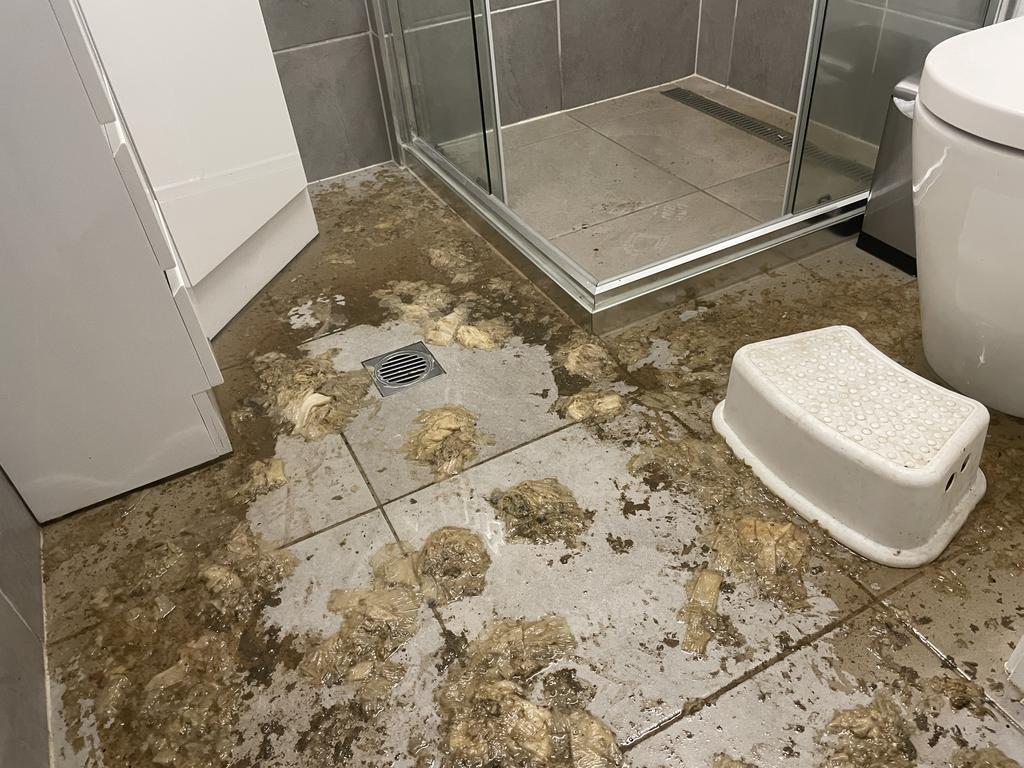 Brittany Giudes' Wulguru property has had raw sewage and toilet paper flow through for the past 11 days. Picture: Leighton Smith.