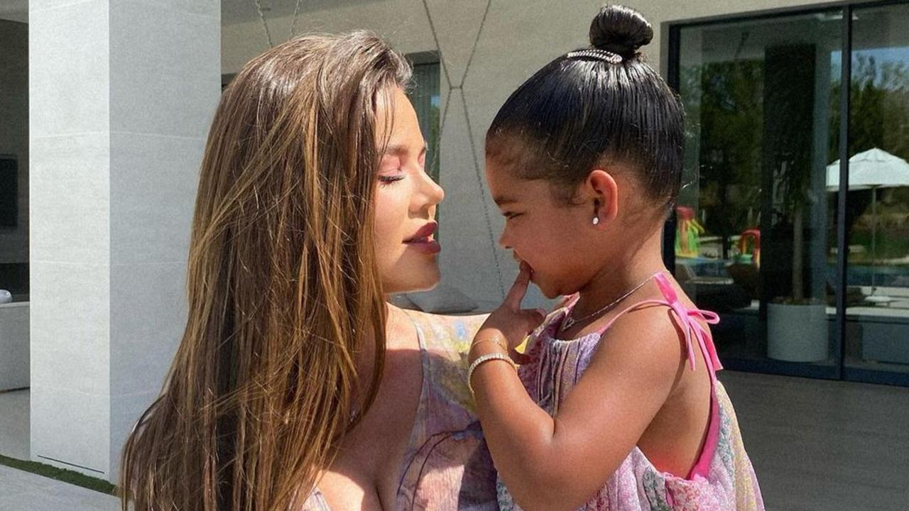 Khloe Kardashian and her daughter True, who she shares with Tristan Thompson.