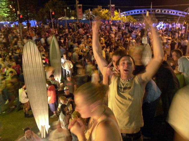 NOVEMBER 23, 2003 : Teenagers party on the beach at Surfers Paradise. Picture: Lyndon Mechielsen